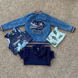 Lot- Dinosaur shirts and jean jacket. Navy Polo Polo
